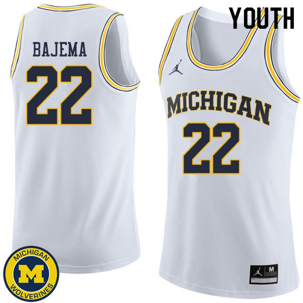 Youth Michigan Wolverines #22 Cole Bajema White Official Basketball Jersey